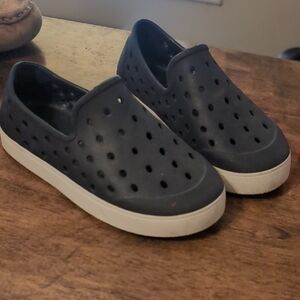 Old Navy Black and White Slip-On Loafers with Perforated Design